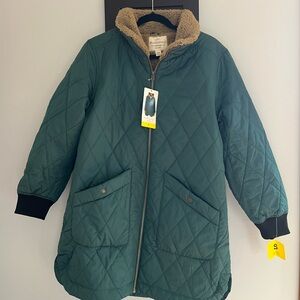 Weatherproof Quilted Teal Green Puffer Jacket with Sherpa Collar